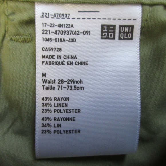Uniqlo Pleated Cropped Pants High Waist Wide Leg Casual Green Linen Rayon 398 - Picture 10 of 13